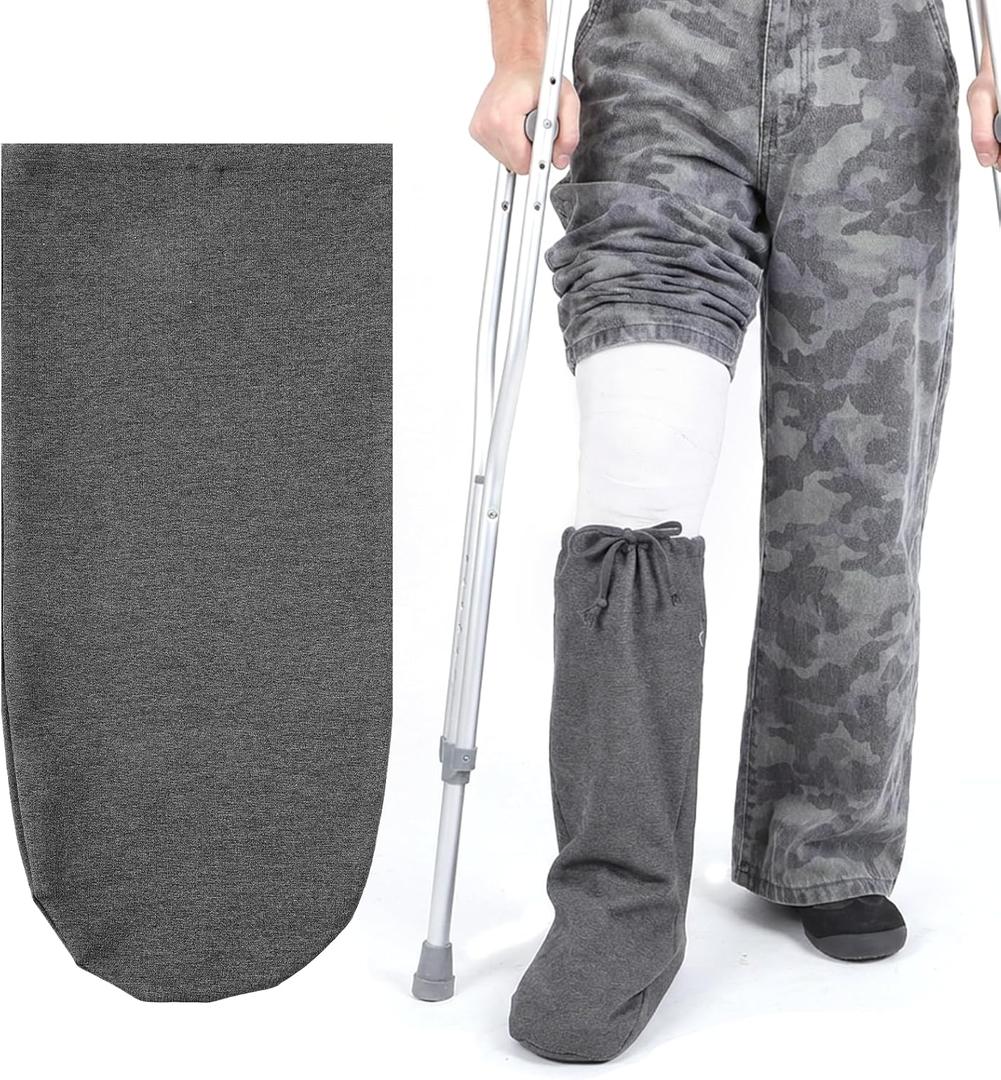 Cast Sock Cover for Foot Cast Cover with Adjustable Drawstring for Men and Women (Gray)