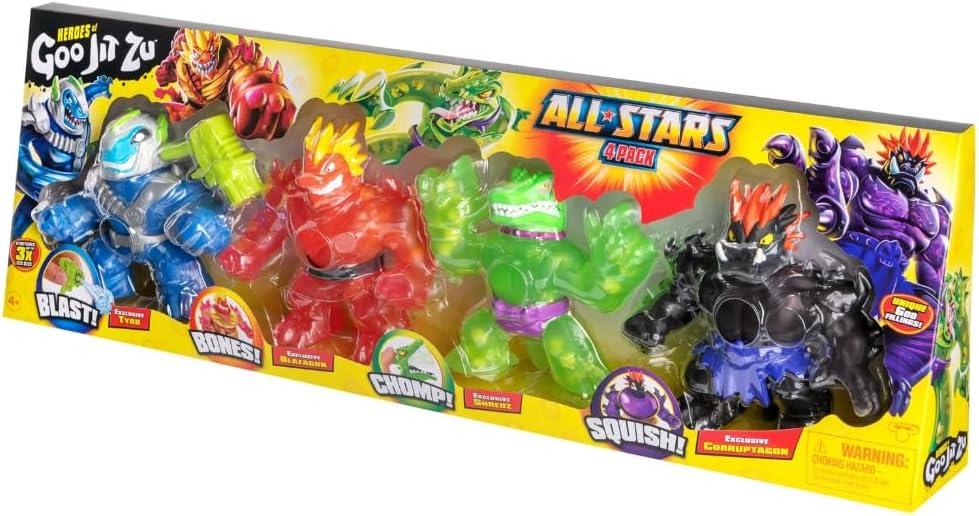 Heroes of Goo Jit Zu Special Edition All Stars 4 Pack - Tyro, Blazagon, Shredz, Ultra Rare Corruptagon, Yellow