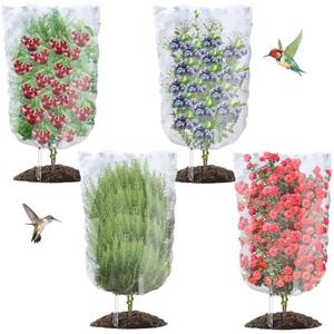 4PCS Bird Netting for Fruit Trees 5x6.6FT Mesh Bag with Drawstring Garden Insect Netting Pest Barrier Blueberry Nettings Plant Row Cover White Mosquito Net for Fruit/Flower/Vegetables Pack of 3