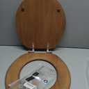 Mayfair Natural Oak Veneer Toilet Seat with Chrome Hinges, Round, Wood