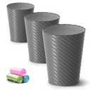 Lysam Bathroom Trash Can, 3 Pack 1.8 Gallons Small Trash Can with Trash Bags, Bathroom Garbage Can, Plastic Trash Bin, Round Waste Basket for BathBedroom, Office, Kitchen, Room, Compact Space (Grey)