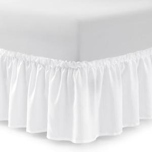 Casual Living Bed Skirt Wrap Around Ruffled Style Box Spring Cover Bed Skirts for Bedroom Decor Machine Washable Premium Bedding 15-Inch Drop Elastic Dust Ruffle, Twin/Twin XL, White