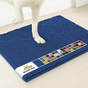 Muddy Mat® | Super Water Absorbent Door Mat Indoor, Microfiber Quick Dry Chenille Entryway Rug, Slip Resistant Front Door Mat, Indoor Mats for Entryway, Machine Washable Pet Rug, Navy Blue
