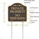 Large (2 Pack) No Trespassing Signs Private Property, Metal, Aluminum, Includes Metal Yard Stakes for Easy Installation, 12x12 Inches