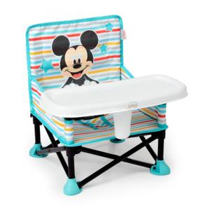 Bright Starts Disney Mickey Mouse Pop 'N Sit Portable Booster, Indoor/Outdoor Use, Floor Seat with Feeding Tray, Blue, 6 Mos - 3 Yrs (J. Aqua/ Stripe)