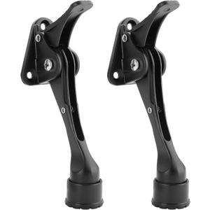 Malimali Kickdown Door Stoppers for Bottom of Door, 4" Height Adjustable Rubber Door Stop Commercial Heavy Duty Door Holder to Keep Door Open (Black, 2 Pack)