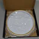 10" Small Gold and White Tray, Lightweight Metal Round Vanity Tray for Bathroom, Candle Holder for Living Room Decor
