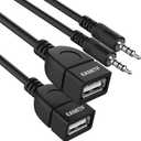 Eanetf USB to Aux Audio Adapter, 2PCS 3.5mm Male to USB Female for Playing Music with U-Disk in Your Car,orked only When Your CAR 3.5mm AUX Port Must has Audio decoding Function- No Power Supply