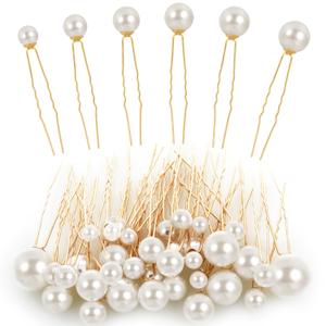 Pearl Bobby Pins 36 Pcs Wedding Pearl Hair Accessories Different Size Single Pearls Hair Pin for Wedding Bridal Hairs Accessories