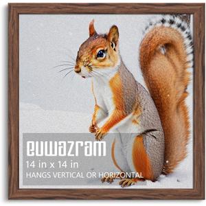 Rustic Walnut 14x14 Frame - Single Frame, 14 x 14 Poster Frame for Artwork, Puzzles, Photos and Movie Posters Picture Frames