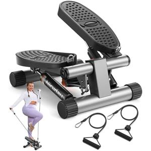 Niceday Steppers for Exercise, Stair Stepper with Resistance Bands, Mini Stepper with 300LBS Loading Capacity, Hydraulic Fitness Stepper with LCD Monitor