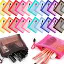Jexine 24 Pcs Mini Zipper Mesh Bags Lipstick Cosmetic Accessories Organizer Nylon Makeup Zipper Pouch Small Cosmetic Bag for Purse Beauty Mesh Travel Pouch for Women(5 x 4 Inch, Bright Color)