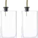 WAFJAMF Cruet Oil and Vinegar Bottles Set with Wire Caddy, Oil Container Cruet Set, Two 6 Oz. Square Glass Bottles,