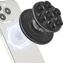 AUROX for MagSafe Phone Grip, Magnetic Phone Grip, Magnetic Suction Cup Collapsible Phone Grip Holder for iPhone 17 16 15 14 13 12 Series, Magneticc Silicone Phone Grips for Videos and Selfies,Black