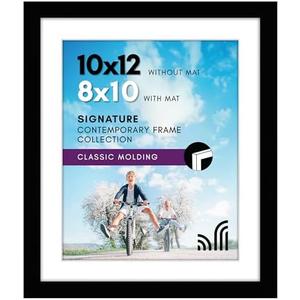 Americanflat 10x12 Picture Frame with Shatter-Resistant Glass - Use as 8x10 Frame with Mat or Display 10x12 Photo Without Mat - Signature Collection - Picture Frames for Wall Display - Black