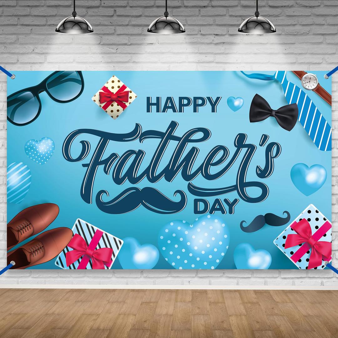 KatchOn Happy Father's Day Banner - XtraLarge, 72x44 Inch | Blue Father's Day Decorations for Party & Home