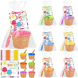 Gosodeny 6 Set End of Year Student Gifts Ice Cream Party Favors Ice Cream Bowls with Summer Cards Last Day of School Gifts from Teacher Summer Holiday Pool Beach Parties Exchange Prizes Supplies