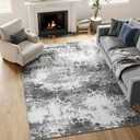 Washable Rug 4x6 Entryway Rugs for Living Room Bedroom Carpet, Grey Indoor Vintage Abstract Boho Large Area Rug Non Slip Faux Wool Rugs for Dorm, Dining Room Table, Nursery, Kids Playroom, Gray