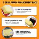 MEKER Grill Brush Bristle Free, Grill Cleaner Brush with 3 BBQ Replacement Head, Seamless Scraper Tool for Cast Iron, Stainless Steel Grates, Safe Grill Scraper Outdoor BBQ Grill, Red