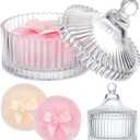 Tioncy 3 Pcs Large Body Powder Puff and Container Valentine's Day gift Powder Container with Puff Crystal Case Soft Washable Reusable Velour Face Body Glitter Wet Dry Makeup (Classic,Clear)