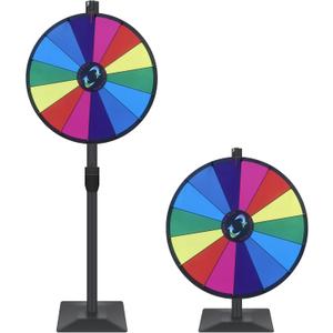 iElyiEsy 24" Prize Wheel with Adjustable Floor Stand Height Adjustable 12 Slots Spin Wheel for Prizes with Dry Erase Markers & Eraser for Carnival Trade Show (24 Inch Dual Use)