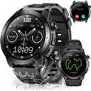 Military Smart Watches for Men Built-in GPS(Answer/Make Calls), 1.43" AMOLED Screen with Compass, Altitude, Barometer, 3ATM Waterproof, Fitness Watch with Health Monitor for Android iOS (Black)