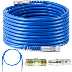50Ft x 1/4" NPT Airless Paint Sprayer Hose, 8500PSI High Pressure Airless Paint Spray Hose with 5Ft Whip Hose & 1/4" Hose Connector & Sprayer Swivel Joint for Airless Spraying Machine