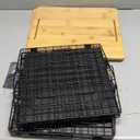 2 Set XXL Stackable Wire Basket with Bamboo Tops & Tag- Pantry Organizer and Storage Bins, Kitchen Counter Cabinet Shelf Countertop Under Sink Organizing, Food Snack Produce Onion Potato Bread Storage