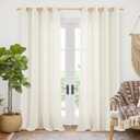 YoungsTex Ivory Linen Curtains 84 Inch Length for Living Room, Rusitc Semi Sheer Drapes with Bronze Grommet Privacy Light Filtering for Bedroom Farmhouse Decorative, 52 x 84 Inch, 2 Panels