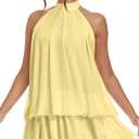 Party Mini Dress for Women Premium Feel Ruffled Bubble Dress Self-Tie Strap Sexy Sleeveless Backless Fitted Dress Lemon Yellow S
