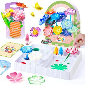 SkilLify Flower Craft Kits,DIY Paper Arts and Crafts Bouquet Toys for Kids,Color Changing Flowers, Educational Science Kit,Christmas Birthday Gifts for 6 7 8 9 10+Year Old Girls & Boys