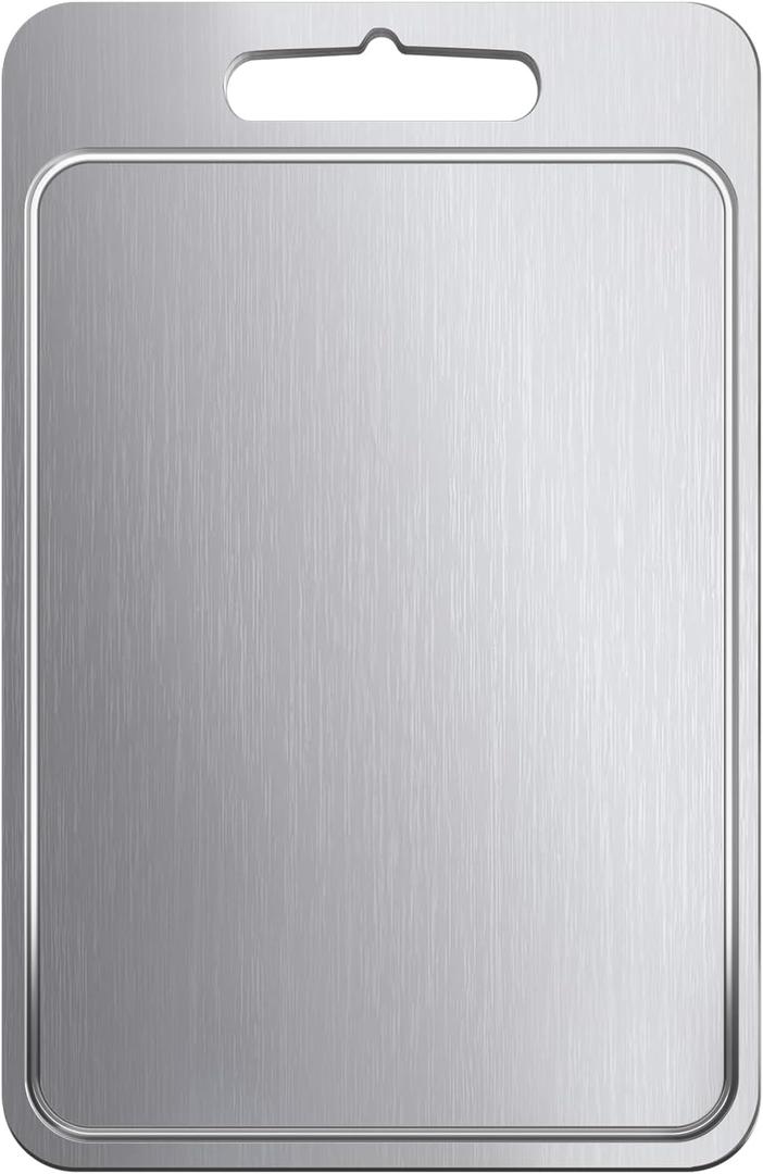 Titanium Cutting Board, 15.74" x 11.02", 100% Pure Titanium Chopping Board for Meat, Fruits & Vegetables, Dishwasher Safe, Juice Grooves