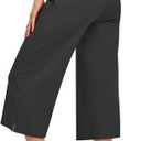 UEU Womens Capri Yoga Pants Summer Wide Leg Loose Casual Cropped Lounge Drawstring Pajama Capris Sweatpants with Pockets (Gray, S)