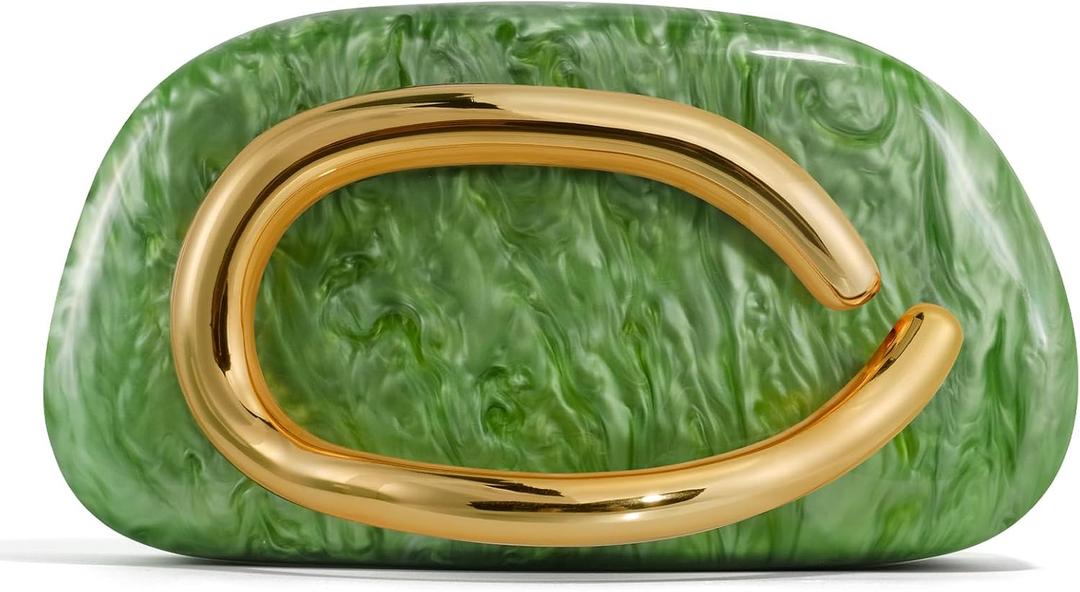 Clutch Purses for Women Formal, PU Leather/Marble Acrylic Evening Bags with Chain, Trendy Metal Handle Purses 2025