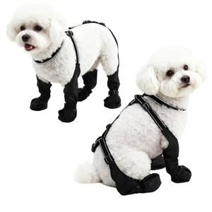 Waterproof Dog Boots for Small/Medium Dogs -Dog Paw Protectors Dog Suspender Boots Anti-Slip Pet Shoes for Outdoor Walking, Reflective Stay-On,Dirt-Proof Comfortable Booties (Black, Small)
