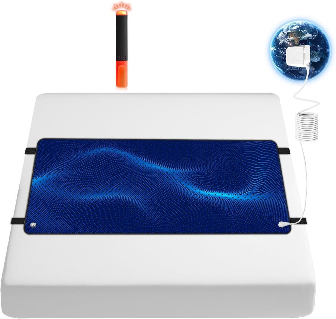 Grounding Mat for Bed,Energy Mat Grounding Pad for Sleeping, Relieve Stress,Improves Sleep,Anti-Static Mat,Anti-Slip Ground Mattress with 15 Feet Cord and Test Pen (Dark Black,King Size:74"x26.5")