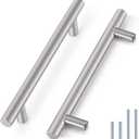 Probrico 15 Pack 6-3/10(160mm) Hole Center Cabinet Pulls Euro T Bar Cabinet Handles Satin Nickel Kitchen Drawer Furniture Stainless Steel Dresser Hardware
