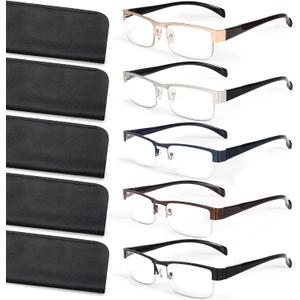 BLS BLUES Reading Glasses Men, Stylish Metal Eyeglasses, Blue Light Readers for Men, Computer Eye Glasses, Cheaters