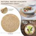Boho Woven Placemats Set of 10 with Wooden Napkin Rings, Round Charger Plates, Natural Ranttan Dinner Place Mats for Dining Table Decor - 13.8 inch