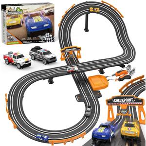 Slot Car Race Track Sets with 1:64 High-Speed Racing Cars, Battery or Electric Car Track, Dual Racing Game Lap Counter Circular Slope Track, Gifts Toys for Boys Kids Age 6 7 8-12