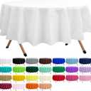 2 Pack White Premium Plastic Tablecloth Round 84 Inches Reusable Snowy White Decorative Table Cover for Dining, Wedding, Party, Indoor and Outdoor use