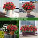 Fake Flowers Artificial Flowers for Outdoor Artificial Impatiens Bouquet Flowers for Outdoors Spring Flowers Artificial Impatiens Outdoor Silk Fake Flowers Indoor Decor 4PCS (Red)