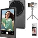 Wireless Vlog Selfie Monitor Screen: 4K 30fps Rear Camera Recording for Vlogging with iPhone Android , Built-in Speaker & Remote Zoom Selfies Magnetic Phone Monitor for TikTok YouTube Live Stream