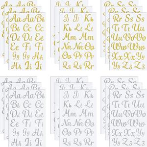 18 Sheet Iron Letters Iron on Letters Cursive Heat Transfer Letters for T Shirts Clothing Stockings Printing Craft Decoration (Golden, Silver)
