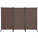 Room Dividers Folding Privacy Screens 4 Panel Partition Screen Steel Frame& Frabic Office Partition for Home Office Dorm Decor Brown