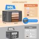 90 L Large Storage Bags, 6 Pack Clothes Storage Bins Foldable Closet Organizers Storage Containers with Reinforced Handle for Clothing, Blanket, Comforters, Bed Sheets, Pillows and Toys (Gray)