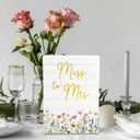 3 x Wedding Engagement Wooden Stand, Floral Bridal Shower Wooden Sign Stand 5x7 Inch, Miss To Mrs Decor,Bridal Shower DecorationsWedding Reception Decor,Gifts For Mr & Mrs, (Assorted)