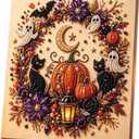 ZHCYPZ Pearl Diamond Painting Kit Halloween Cute 3D Pearl Mosaic Craft Set Holiday Christmas Wall Decor, Handmade Home Decoration Gift, 7.9 X 7.9 Inches