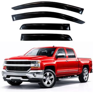 KPY Rain Guards Fit for 2014-2018 Chevrolet Silverado/GMC Sierra 1500 Crew Cab, Out-Channel Window Visor Vent Deflector, Truck Accessories for 2015-2019 Chevy Silverado/Sierra 2500HD 3500HD Crew Cab