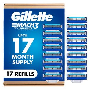 Gillette Mach3 Turbo Razor for Men, 17 Blade Refills